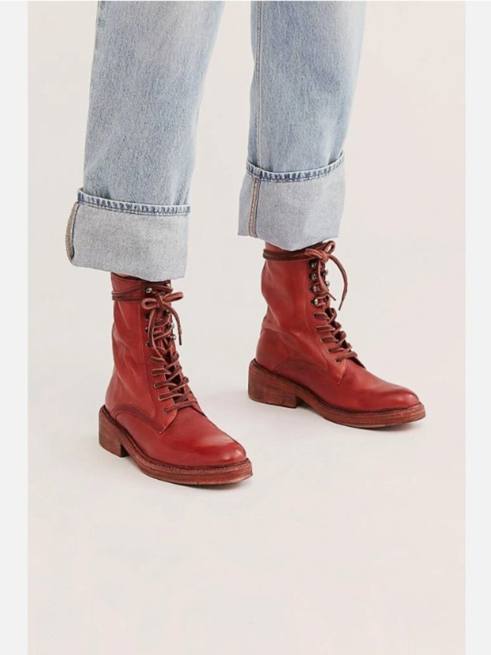 New Free People Santa Fe Lace Up Boots Size 6 MSRP: $178 Leather